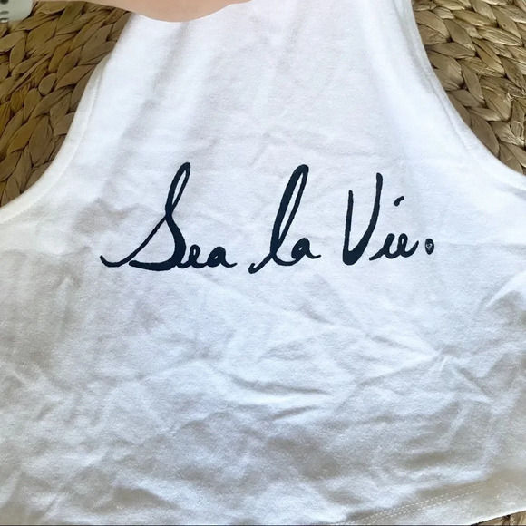 ROXY Girl's Sea La Vie Print Cross Back Crop Tank - Picture 2 of 7